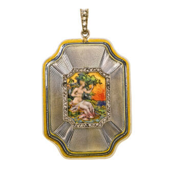 French 18 carat gold rectangular pendant watch Circa 1910
