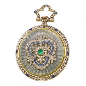 English platinum, enamel, diamond dress watch Circa 1890