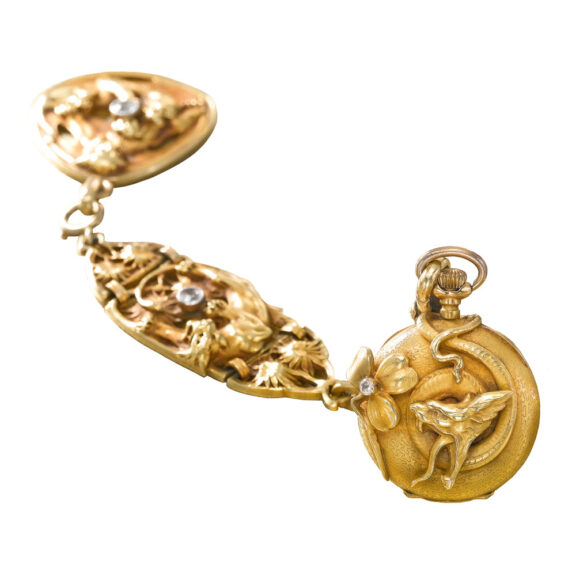 Swiss gold lever ladies watch with snake motif Circa 1900