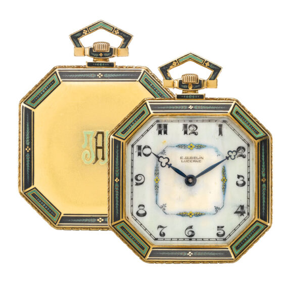 Swiss gold and enamel octagonal lever watch Circa 1922
