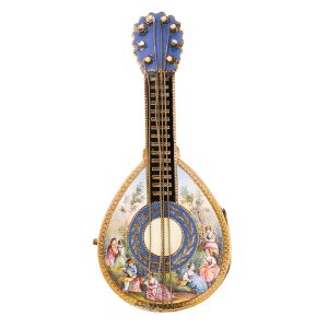 Swiss gold and enamel mandolin form watch Circa 1820