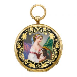 Swiss gold and enamel open faced watch Circa 1850