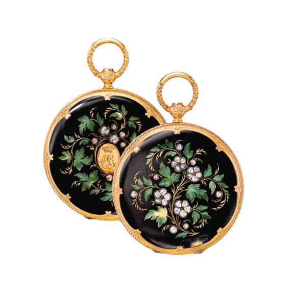Swiss gold, enamel and diamond set full hunter Circa 1853
