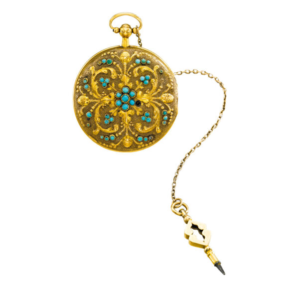 Swiss gold and turquoise set musical watch Circa 1830