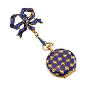 English gold pendant watch with brooch Circa 1900