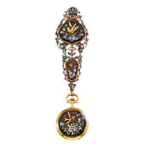 French gold and enamel watch with chatelaine Circa 1890