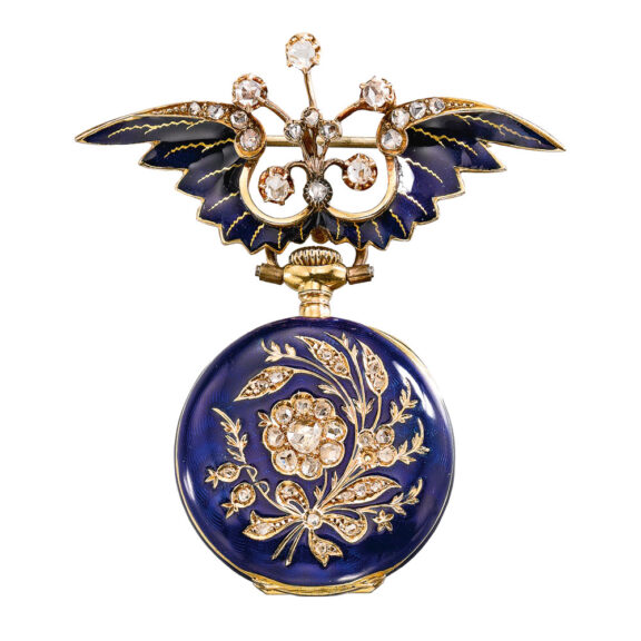 Swiss 18 carat gold lever watch with brooch Circa 1900