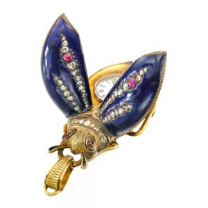 Gold, enamel and diamond set beetle form watch Circa 1870