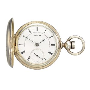 Swiss silver full hunter lever pocket watch Circa 1870