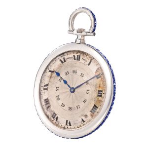 French platinum, sapphire set open faced lever Circa 1920