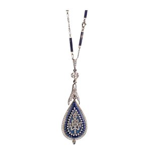 Gold, platinum, enamel and diamond set lever Circa 1910