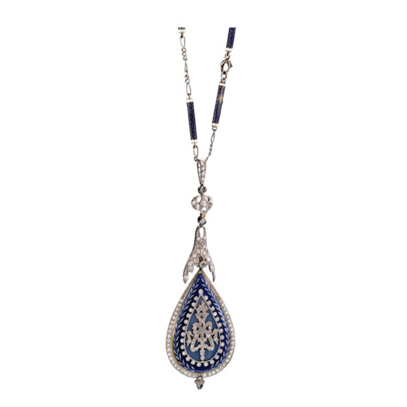 Gold, platinum, enamel and diamond set lever Circa 1910
