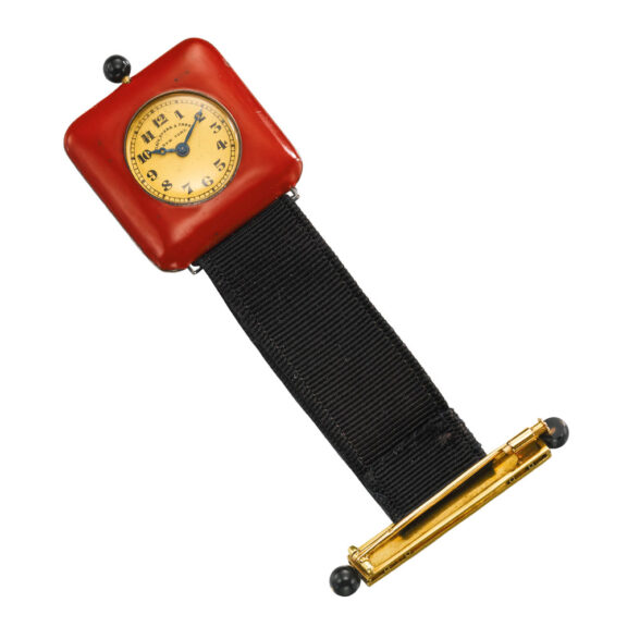 Swiss/French silver and enamel square lapel watch Circa 1925