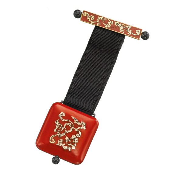Swiss/French silver and enamel square lapel watch Circa 1925 Swiss/French silver and enamel square lapel watch Circa 1925
