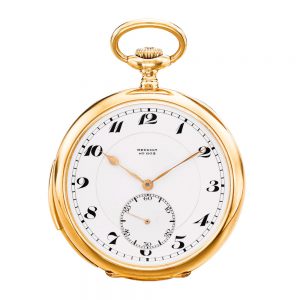 Swiss 18 carat gold open faced minute repeater Circa 1928