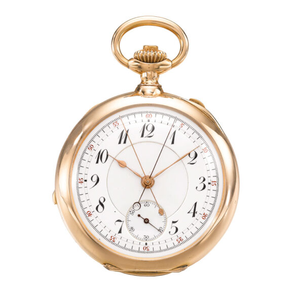 Swiss gold minute repeating chronograph watch Circa 1900 Swiss gold minute repeating chronograph watch Circa 1900