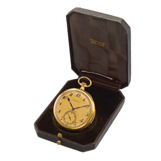Swiss 18 carat gold open faced minute repeater Circa 1919