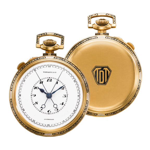 Swiss gold, enamel split second chronograph Circa 1925