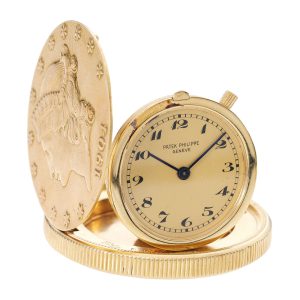 Fine and rare Swiss gold $20 coin watch Circa 1952