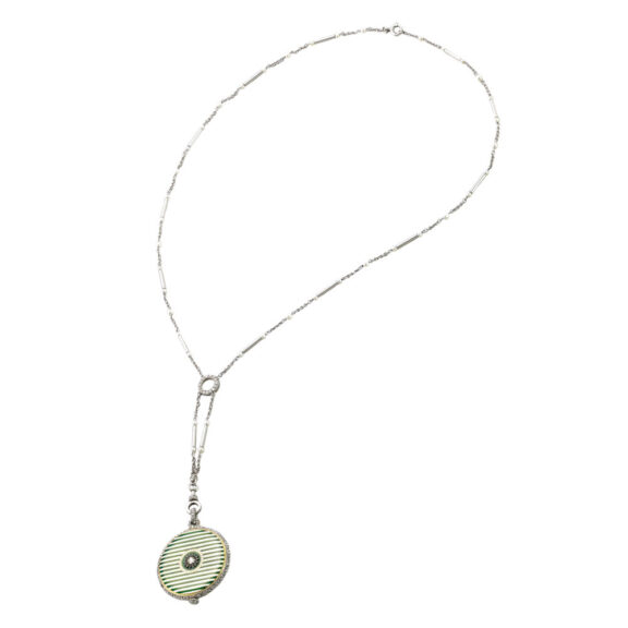 Rare French gold pendant watch with chain Circa 1920
