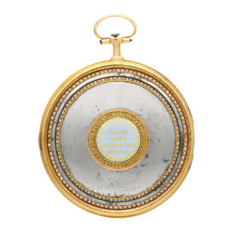 Gold, enamel, polished metal, split pearls verge Circa 1790