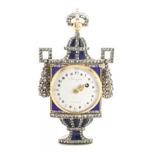Silver, enamel and diamond set urn form watch Circa 1800