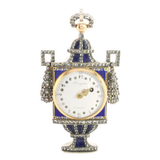 Silver, enamel and diamond set urn form watch Circa 1800