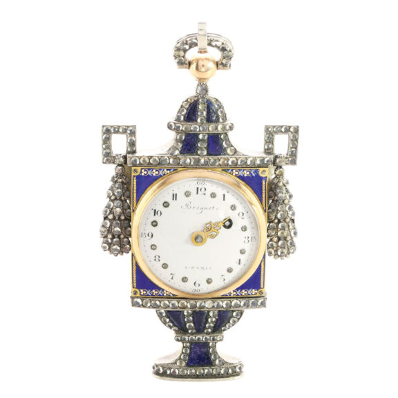 Silver, enamel and diamond set urn form watch Circa 1800