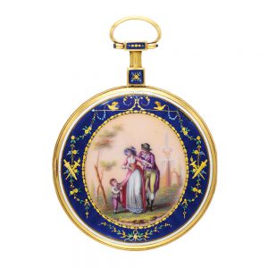 Slim French rose gold and enamel cylinder Circa 1790