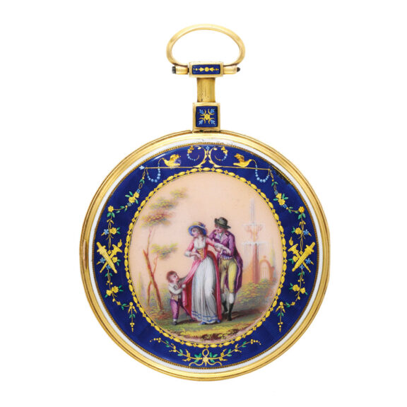 Slim French rose gold and enamel cylinder Circa 1790