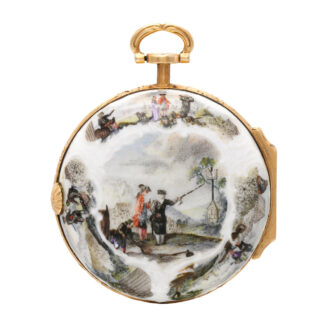 German gold and porcelain open faced verge Circa 1765