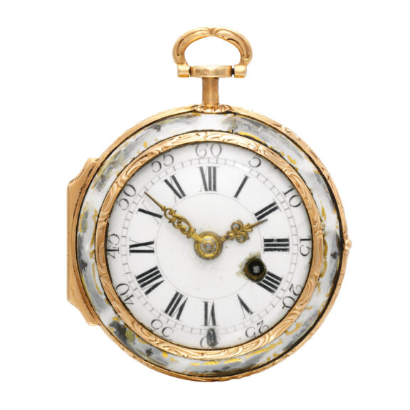 German gold and porcelain open faced verge Circa 1765 German gold and porcelain open faced verge Circa 1765
