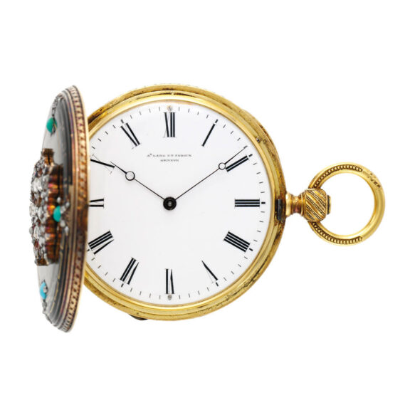 Fine Swiss gold hunting cased cylinder watch Circa 1850 Fine Swiss gold hunting cased cylinder watch Circa 1850