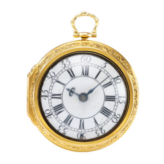 English gold pair cased repoussé verge watch Circa 1729 English gold pair cased repoussé verge watch Circa 1729