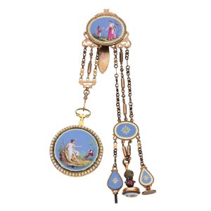 French gold open faced verge with chatelaine Circa 1790