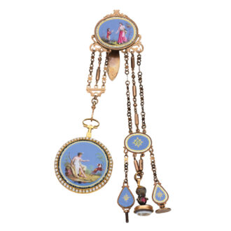 French gold open faced verge with chatelaine Circa 1790