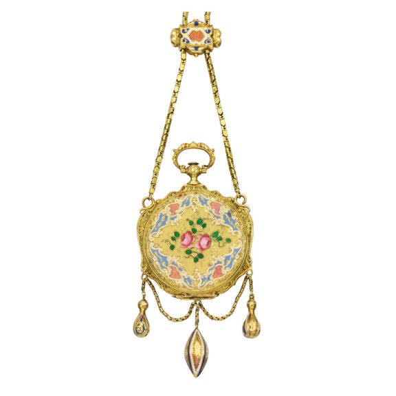 Swiss gold ladies full hunter with chatelaine Circa 1840 Swiss gold ladies full hunter with chatelaine Circa 1840
