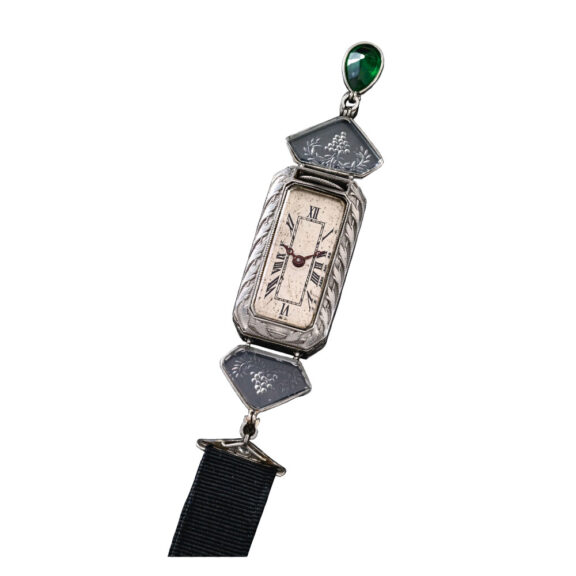 Fine and rare French platinum lapel ladies watch Circa 1920 Fine and rare French platinum lapel ladies watch Circa 1920
