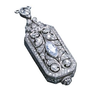 Swiss platinum and diamond set ladies pendant Circa 1910