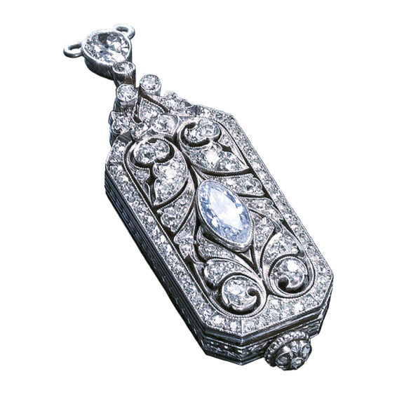 Swiss platinum and diamond set ladies pendant Circa 1910