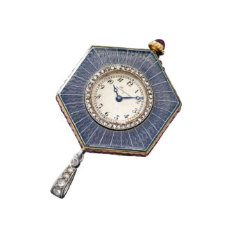 Fine, rare Swiss gold hexagonal pendant watch Circa 1910