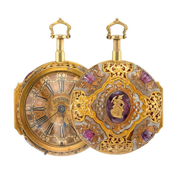 Dutch mother of pearl, red stone set repeater Circa 1720