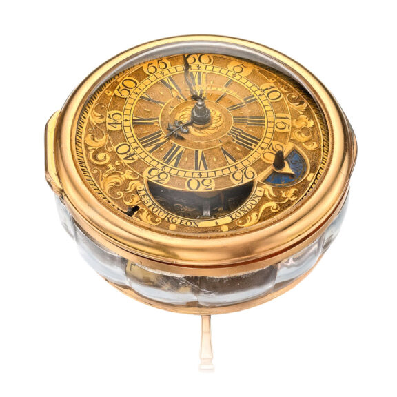 English verge watch converted to desk timepiece Circa 1680
