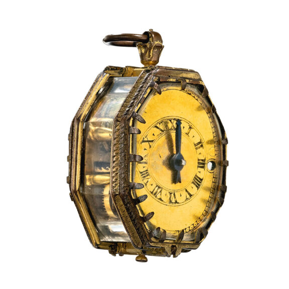 English gilt metal, crystal octagonal verge Circa 17th Century