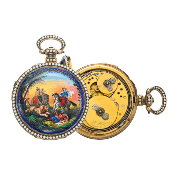 Swiss center seconds repeating musical lever Circa 1860