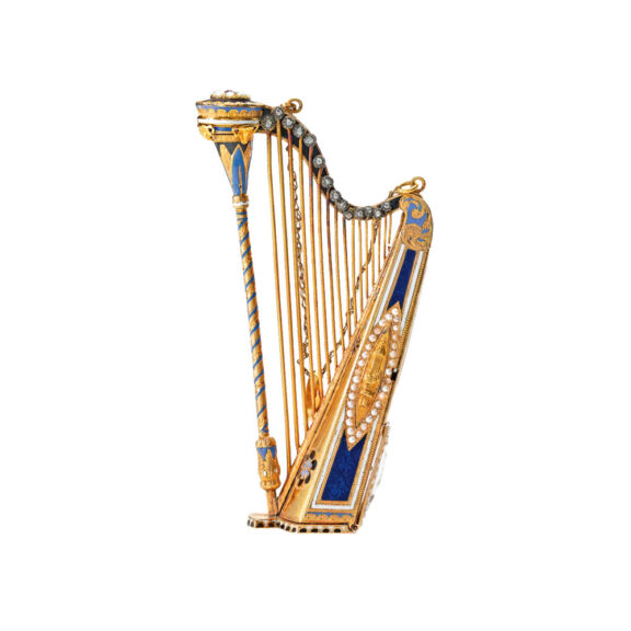 Rare Swiss musical watch in the form of a harp Circa 1820 Rare Swiss musical watch in the form of a harp Circa 1820