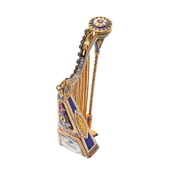 Rare Swiss musical watch in the form of a harp Circa 1820 Rare Swiss musical watch in the form of a harp Circa 1820