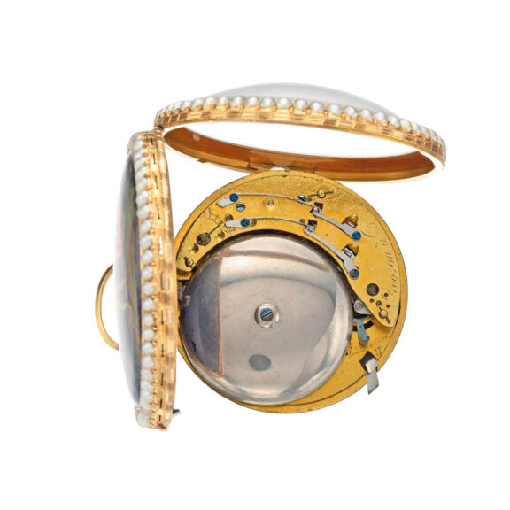 French gold, enamel, pearl set quarter repeater Circa 1790 French gold, enamel, pearl set quarter repeater Circa 1790