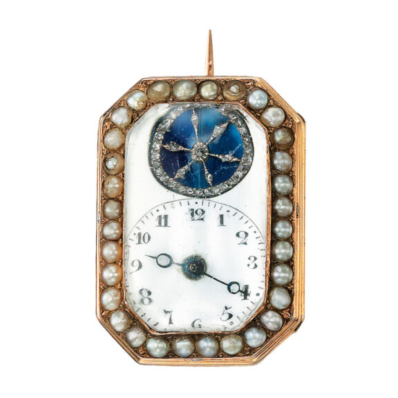 Swiss lapel watch with exposed balance Circa 1800-1820