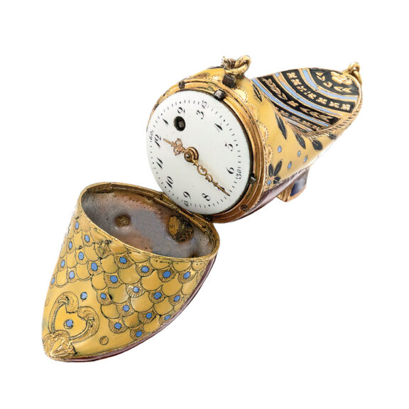 Rare 18k gold and enamel verge form watch Circa 1815